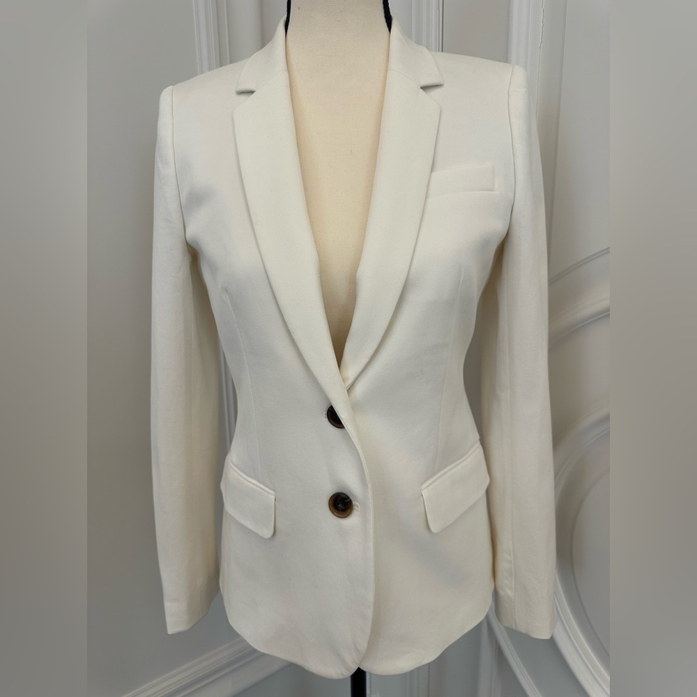 J. Crew White Cotton Blend Fitted Women’s Blazer (Size 2)
